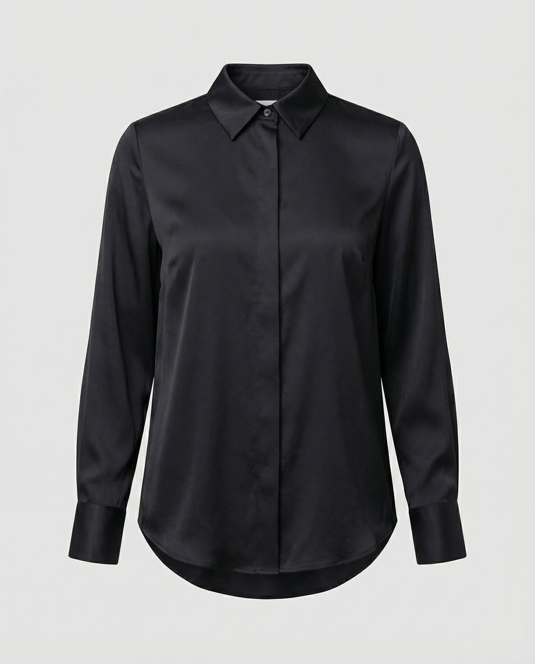 Damen elegante Satinbluse mit klassischem Kragen und zeitlosem Schnitt