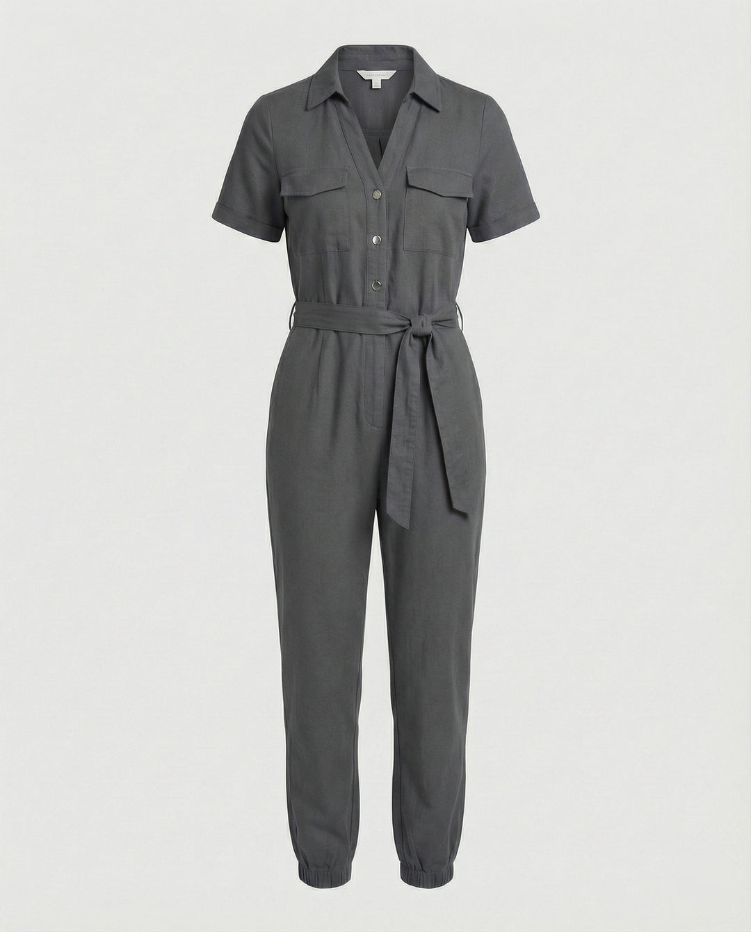 Damen lässiger Jumpsuit mit tailliertem Schnitt und durchgehender Knopfleiste