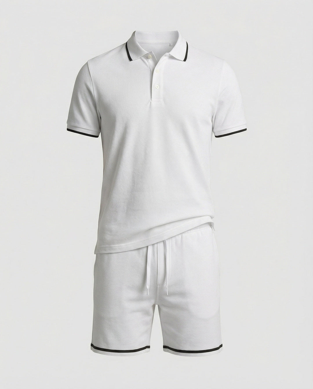 Herren Sportliches Polo- und Shorts-Set mit Kontraststreifen