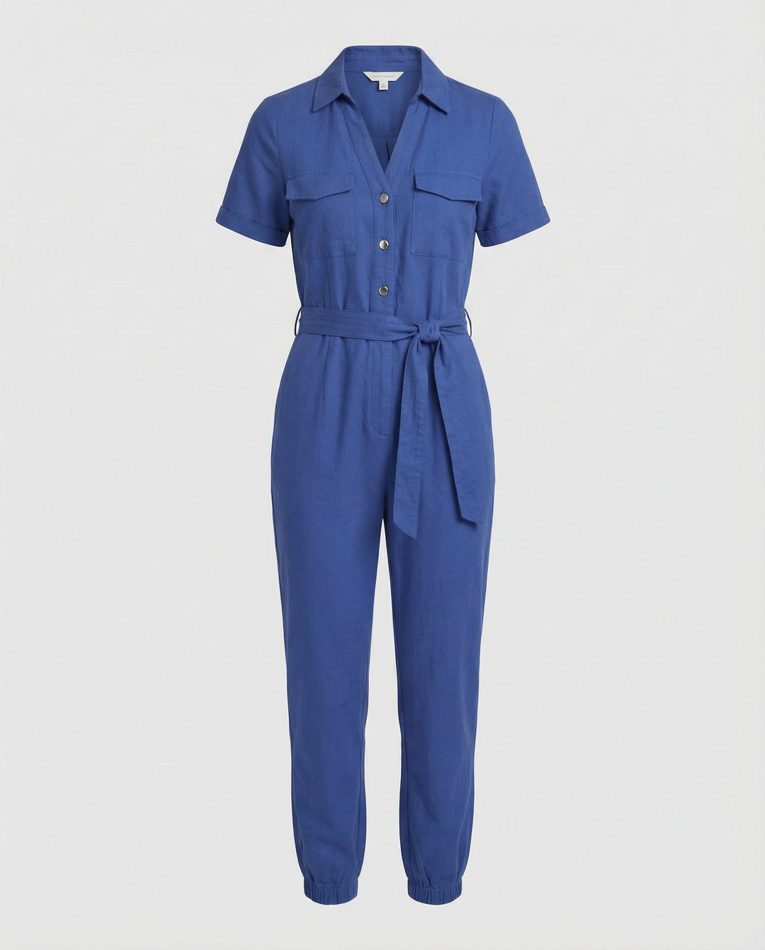 Damen lässiger Jumpsuit mit tailliertem Schnitt und durchgehender Knopfleiste