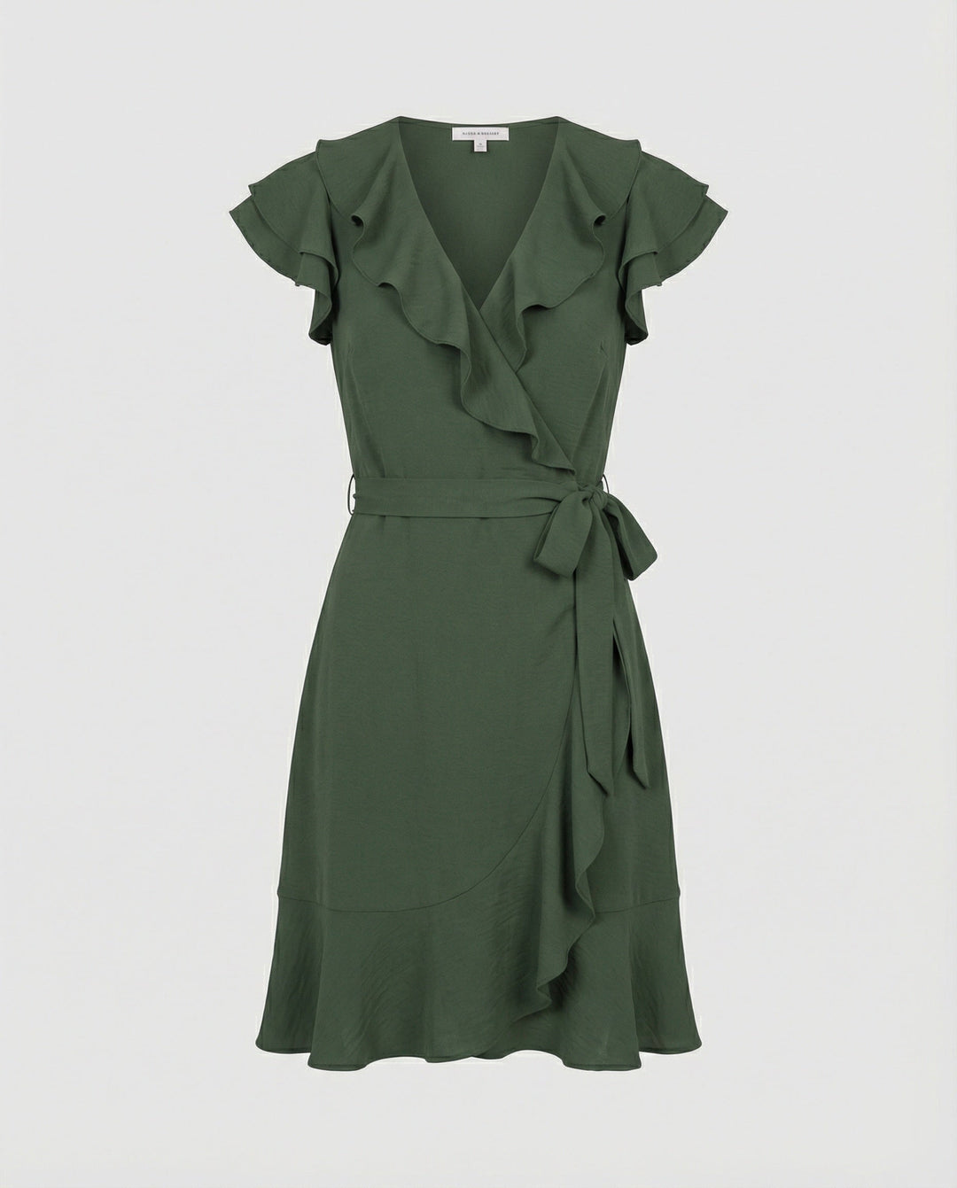 Damen Wickelkleid mit voluminösen Rüschendetails und Taillengürtel