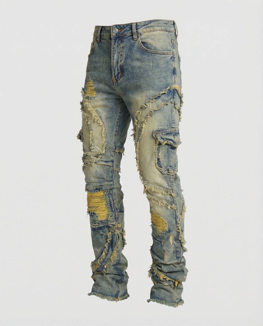 Herren Destroyed Jeans mit Cargotaschen