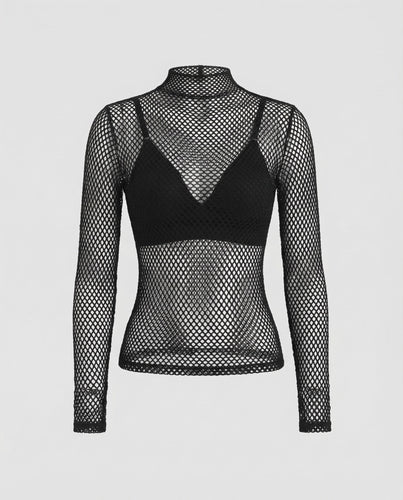 Damen Fischernetz-Longsleeve Daumenöffnungen