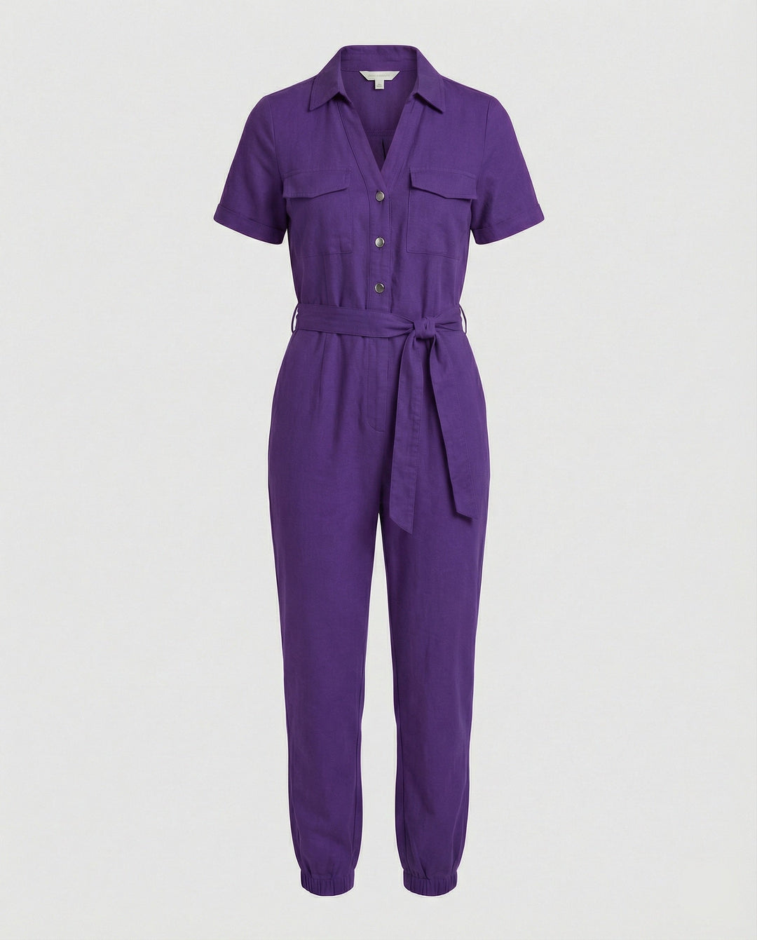 Damen lässiger Jumpsuit mit tailliertem Schnitt und durchgehender Knopfleiste