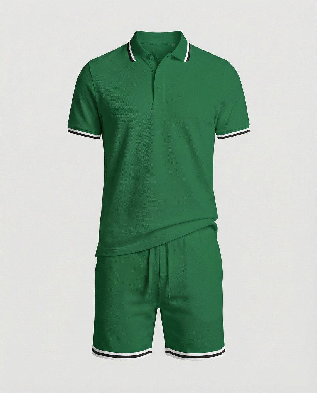 Herren Sportliches Polo- und Shorts-Set mit Kontraststreifen