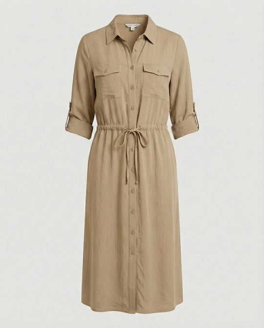Damen Hemdblusenkleid mit Kordelzug
