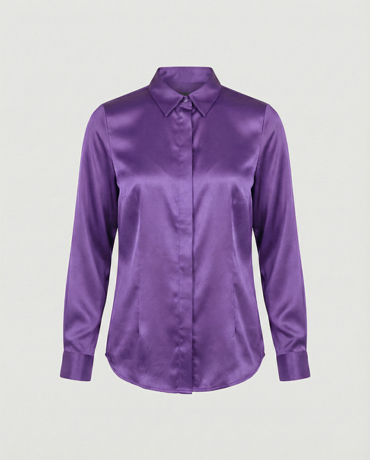 Damen Satin-Bluse mit klassischem Kragen