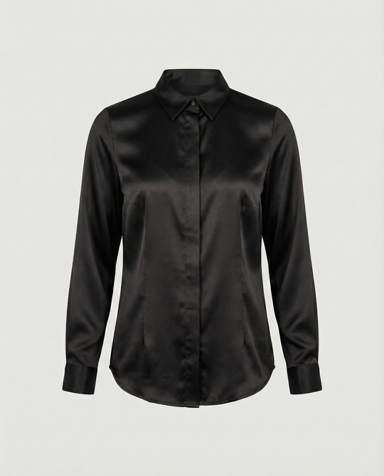 Damen Satin-Bluse mit klassischem Kragen