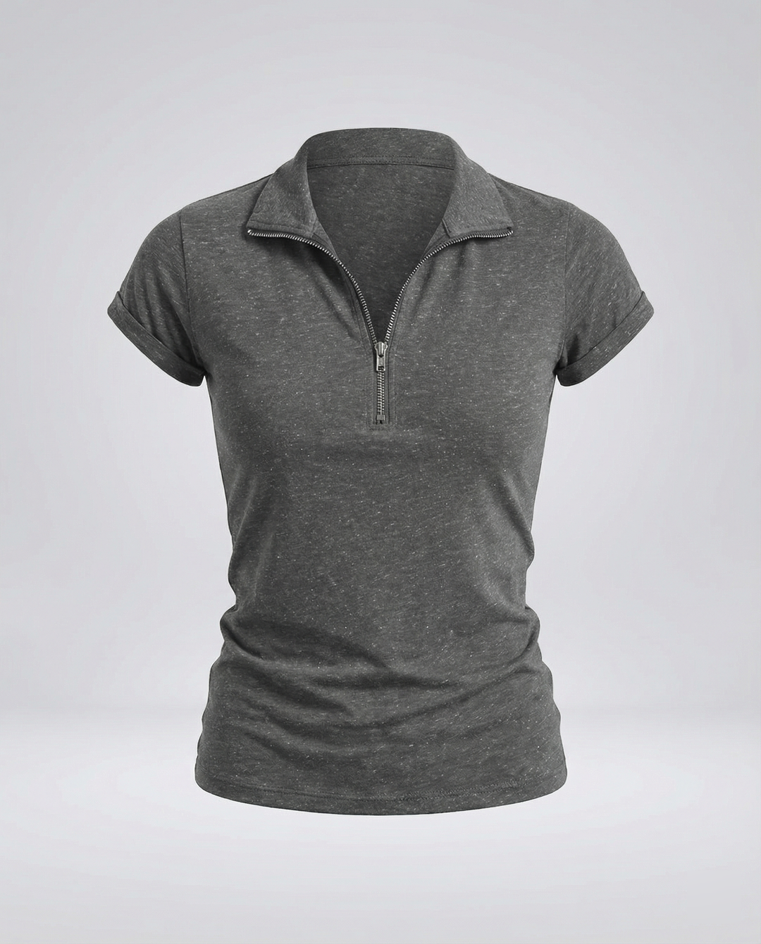 Damen Poloshirt mit kurzem Reißverschluss und figurbetontem Schnitt