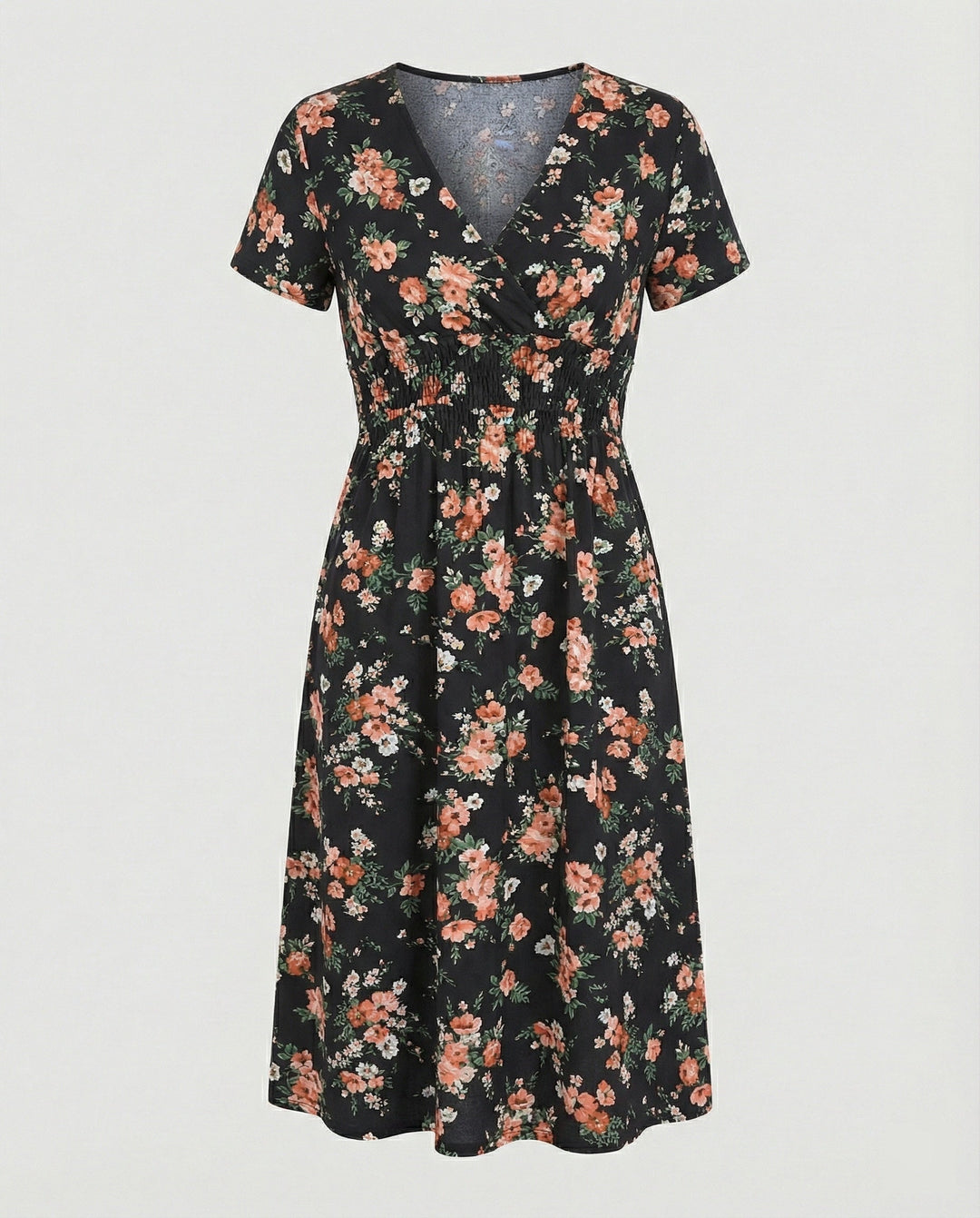 Damen Midikleid gesmokte Taille