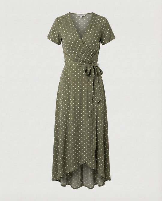 Damen Wickel Maxikleid mit Schlitz