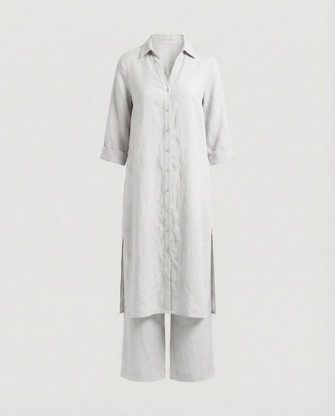 Leinen Maxikleid Mit Knopfleiste Damen