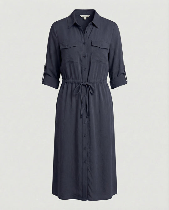 Damen Hemdblusenkleid mit Kordelzug