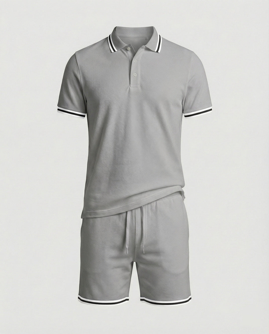 Herren Sportliches Polo- und Shorts-Set mit Kontraststreifen