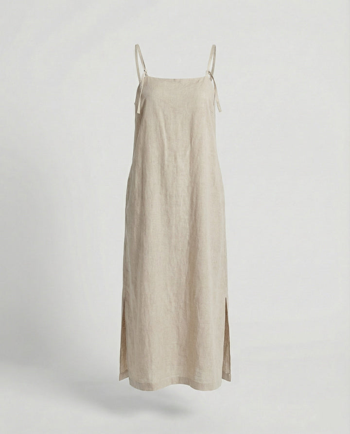 Damen Leinenkleid luftig mit Taschen
