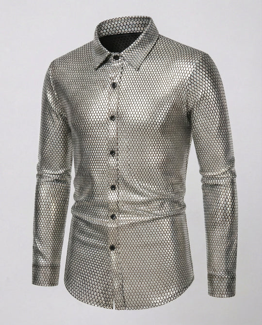 Herren Hemd mit glanzvollem Wabenmuster - Arvani