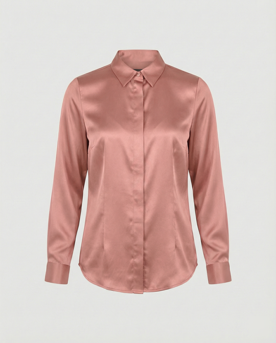 Damen Satin-Bluse mit klassischem Kragen