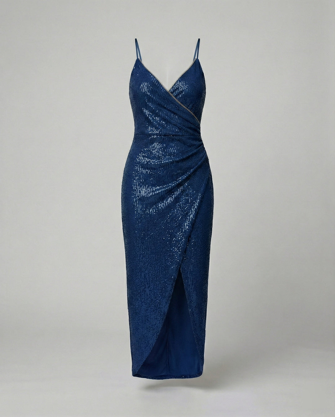 Damen Glamouröses Wickelkleid mit glitzender Oberfläche und hoch geschlitzt Nord Taschen