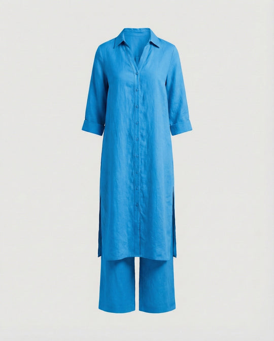 Leinen Maxikleid Mit Knopfleiste Damen