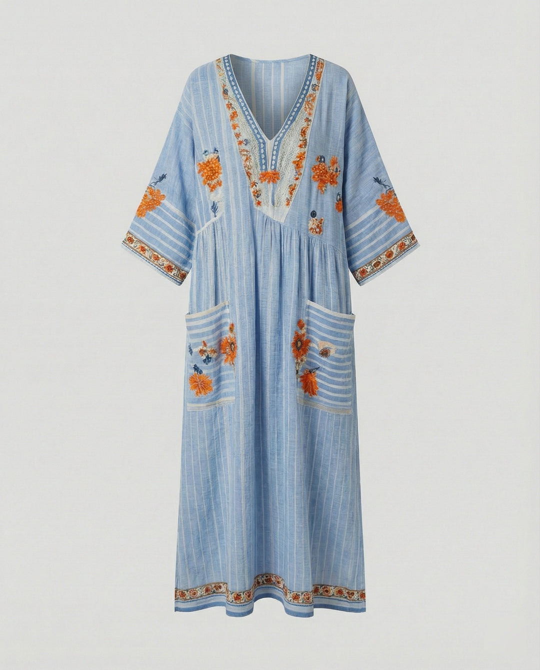 Leinen Kaftan Maxikleid Damen