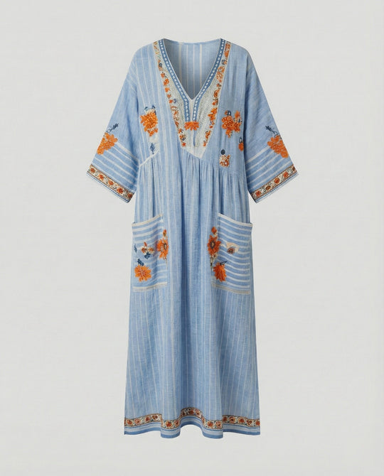 Leinen Kaftan Maxikleid Damen