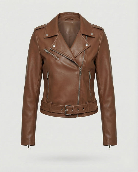Damen Lederjacke Schwarz Echtleder Look - Vittorelli