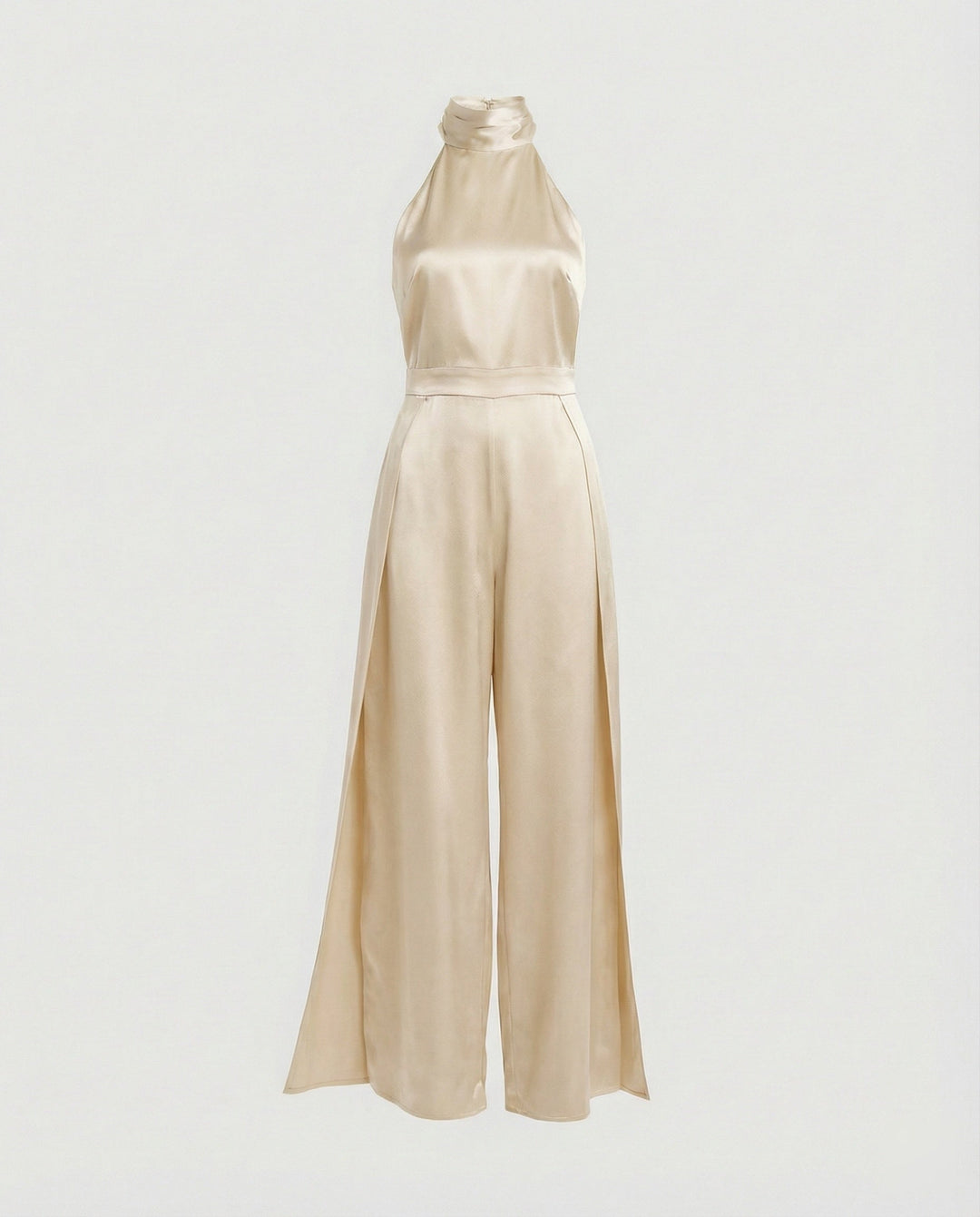 Damen Jumpsuit Satin Halterkragen