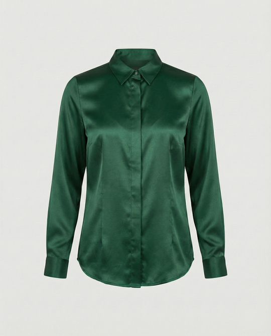 Damen Satin-Bluse mit klassischem Kragen