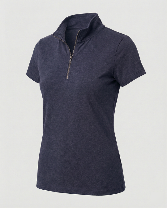 Damen Poloshirt mit kurzem Reißverschluss und figurbetontem Schnitt