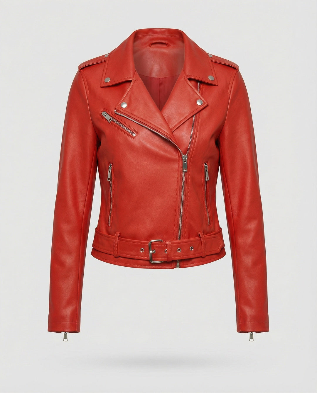 Damen Lederjacke Schwarz Echtleder Look