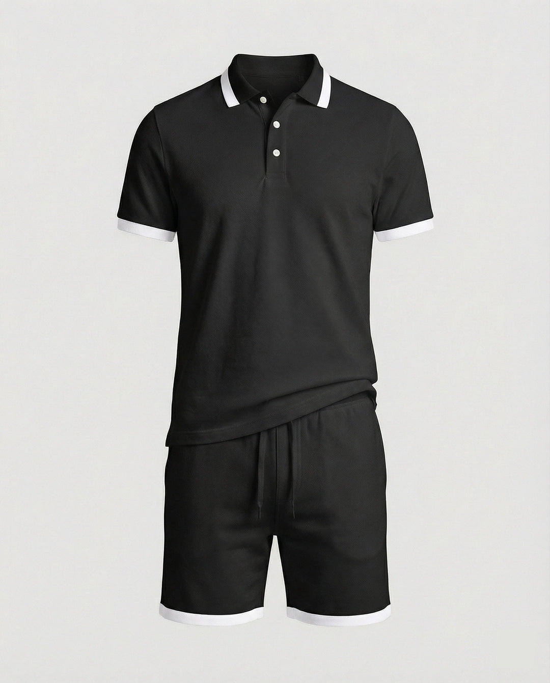 Herren Sportliches Polo- und Shorts-Set mit Kontraststreifen