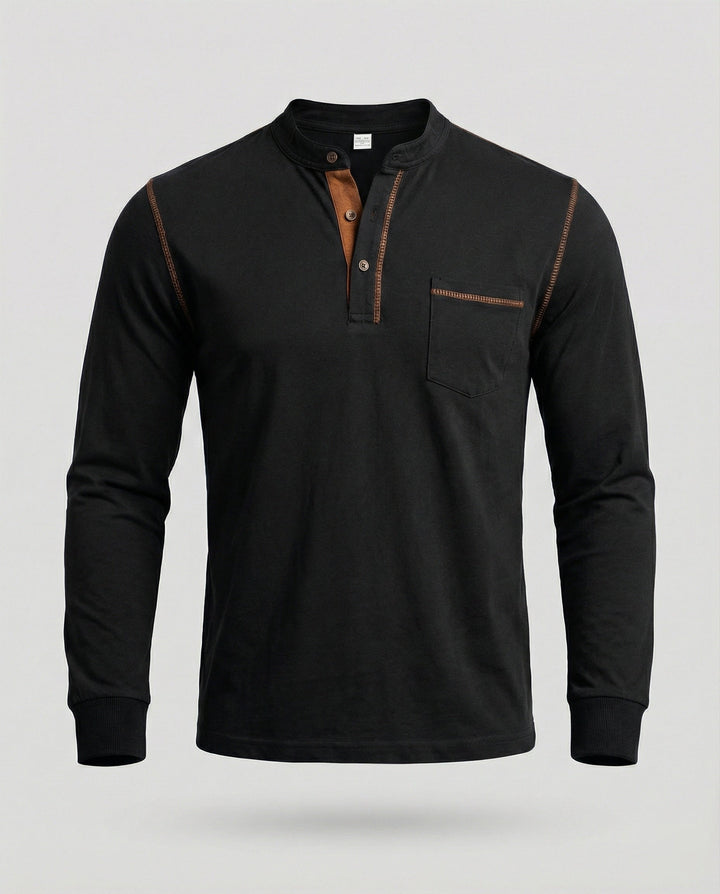 Langarm Henley Shirt