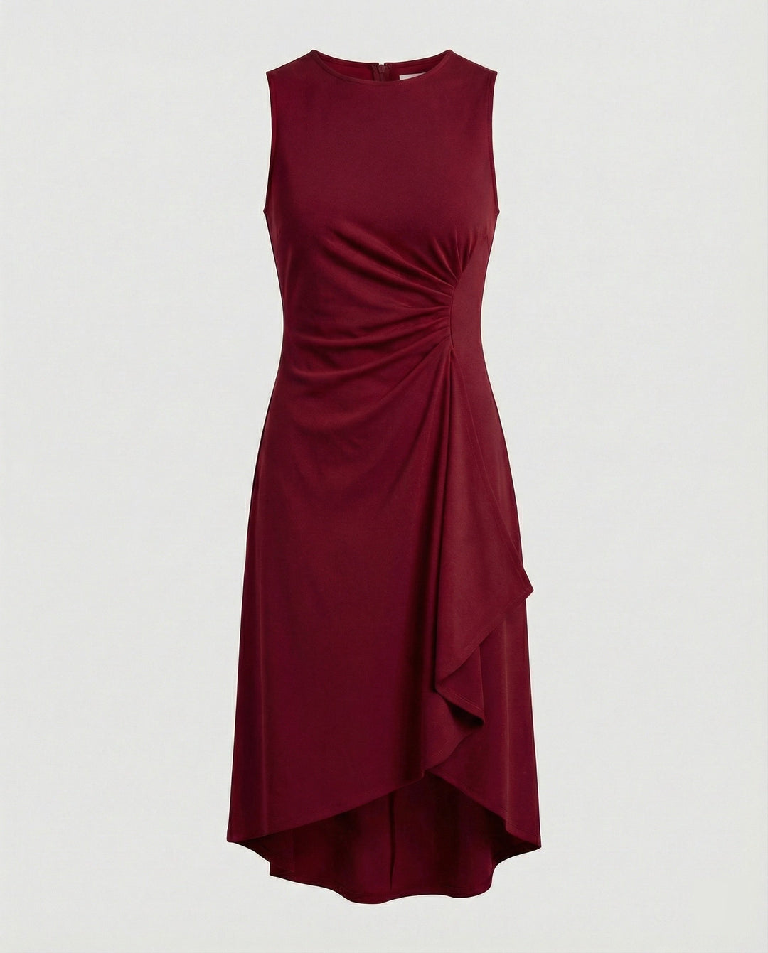 Damen ärmelloses Wickelkleid mit asymmetrischem Saum und Raffungen