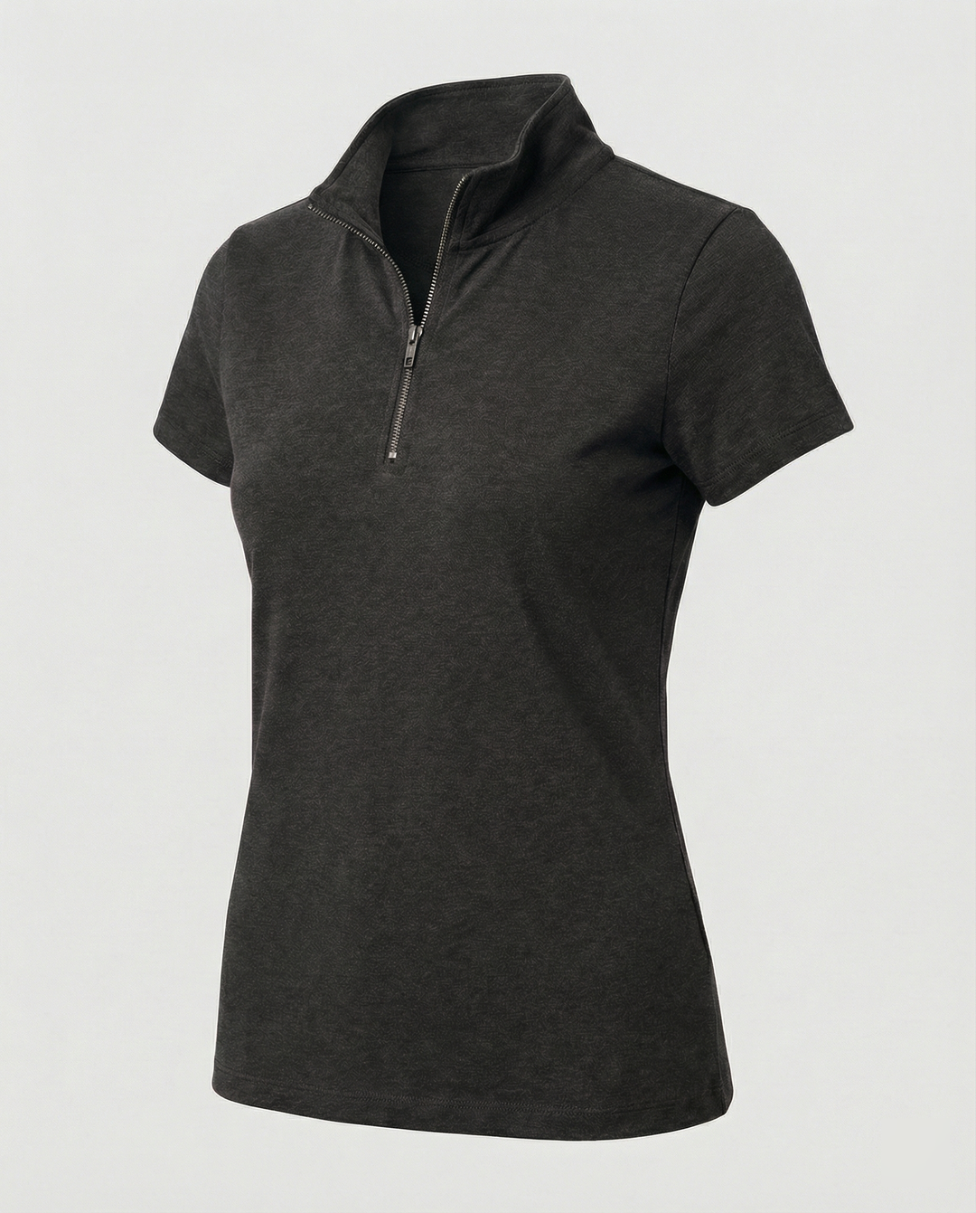 Damen Poloshirt mit kurzem Reißverschluss und figurbetontem Schnitt