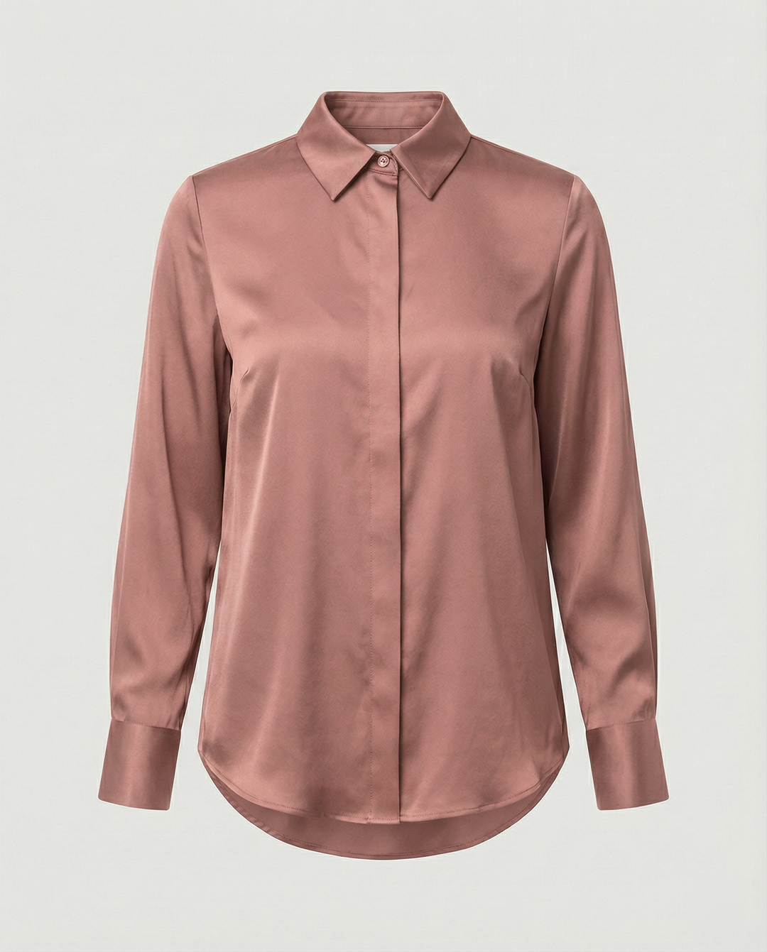 Damen elegante Satinbluse mit klassischem Kragen und zeitlosem Schnitt
