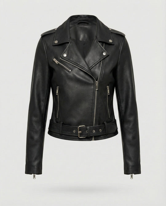 Damen Lederjacke Schwarz Echtleder Look - Vittorelli