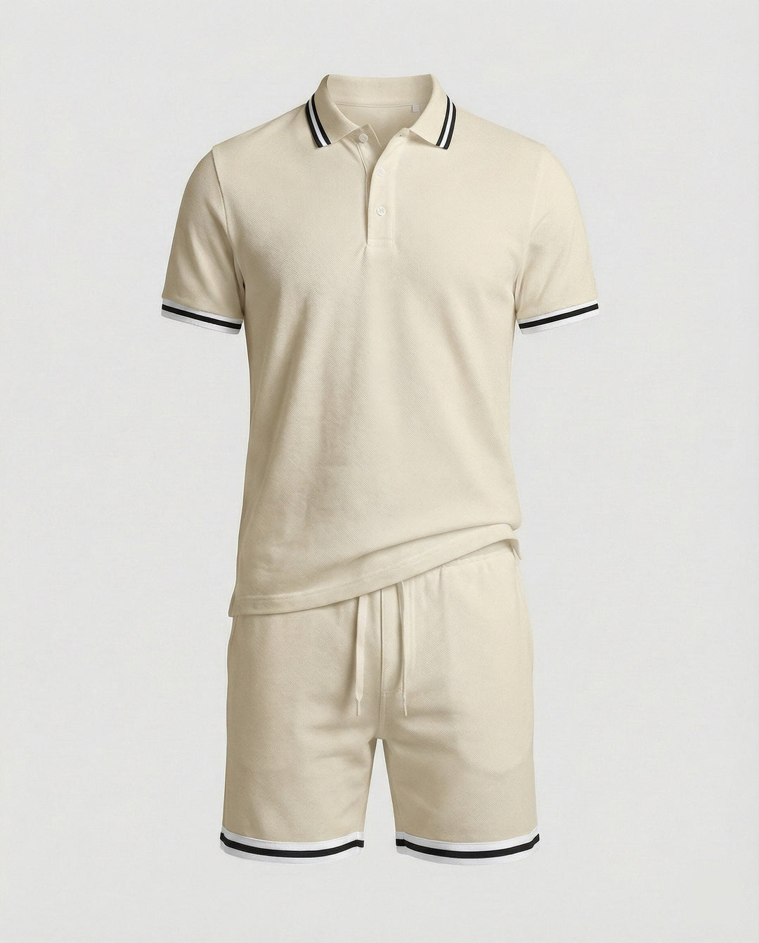Herren Sportliches Polo- und Shorts-Set mit Kontraststreifen