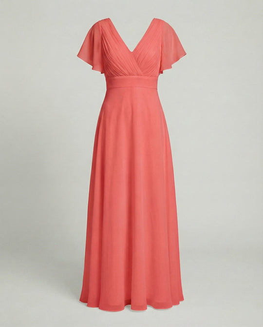 Damen Maxikleid Chiffon elegant plissiert