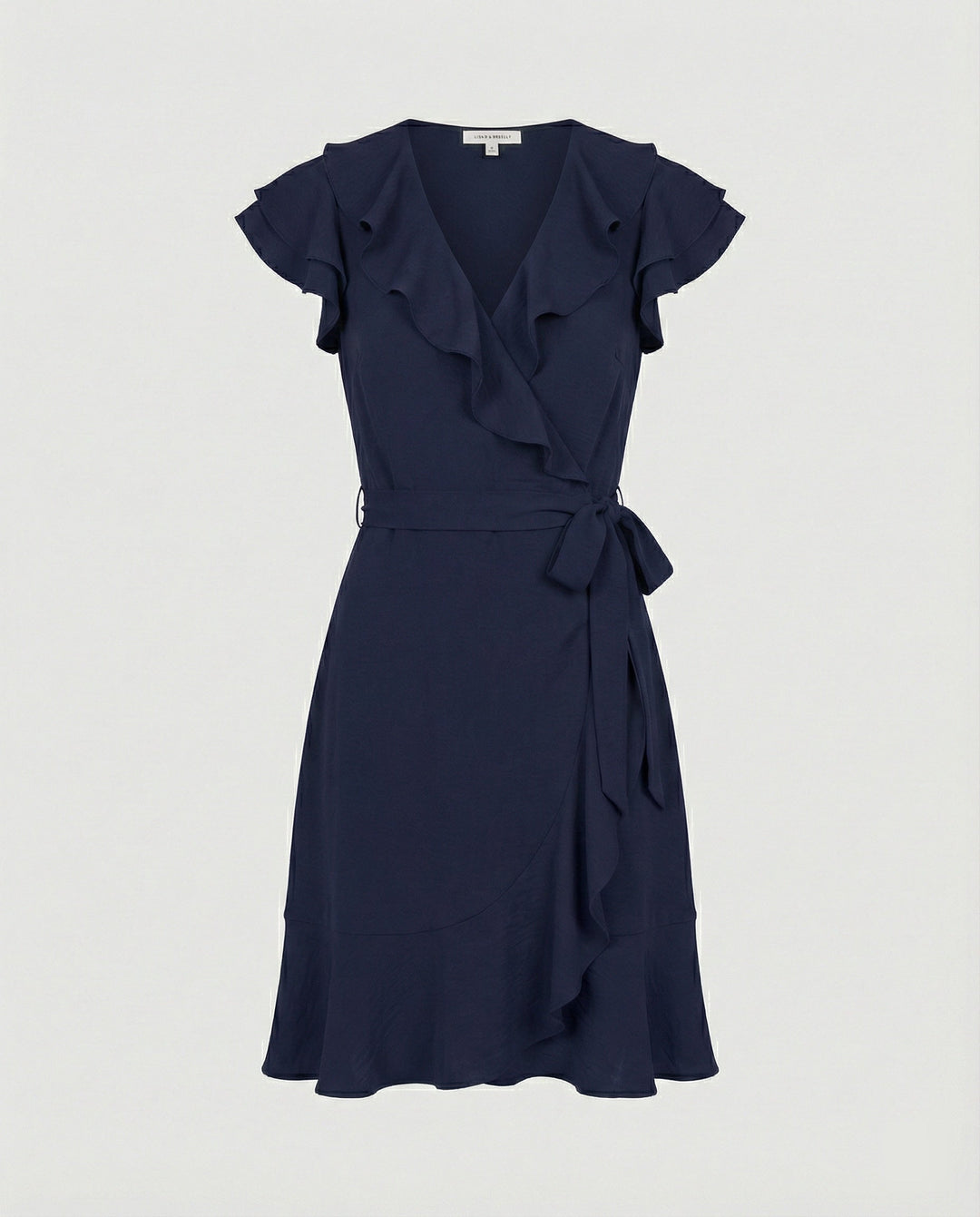 Damen Wickelkleid mit voluminösen Rüschendetails und Taillengürtel