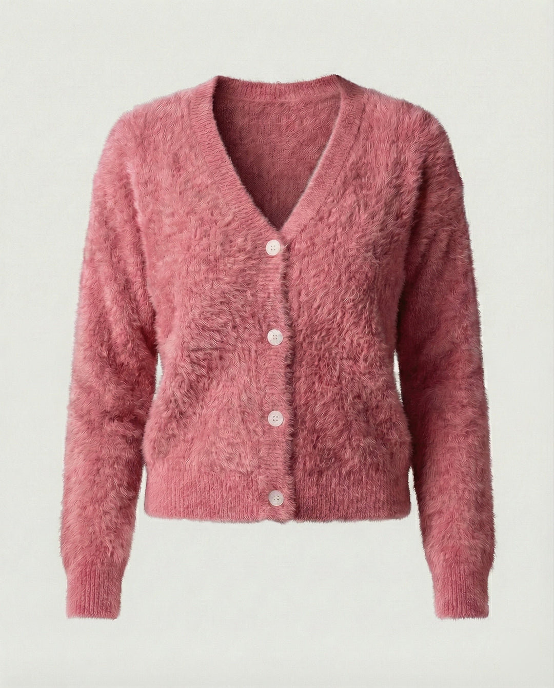 Strickjacke Damen kuschelig mit V-Ausschnitt und Knopfdetails