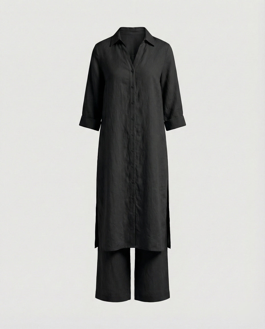 Leinen Maxikleid Mit Knopfleiste Damen