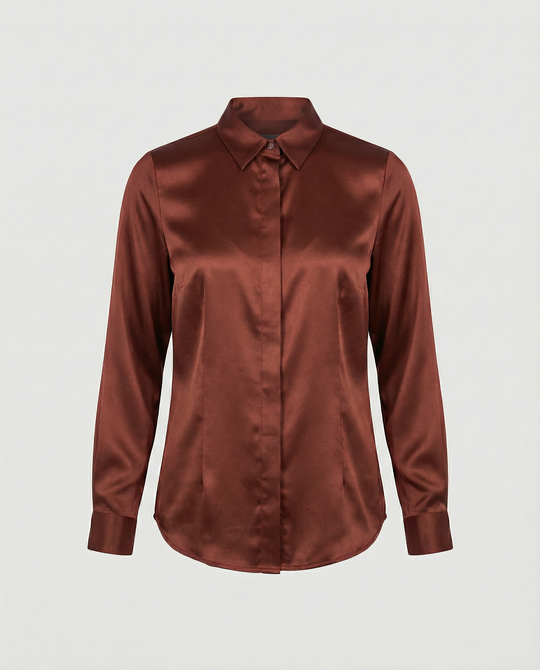 Damen Satin-Bluse mit klassischem Kragen