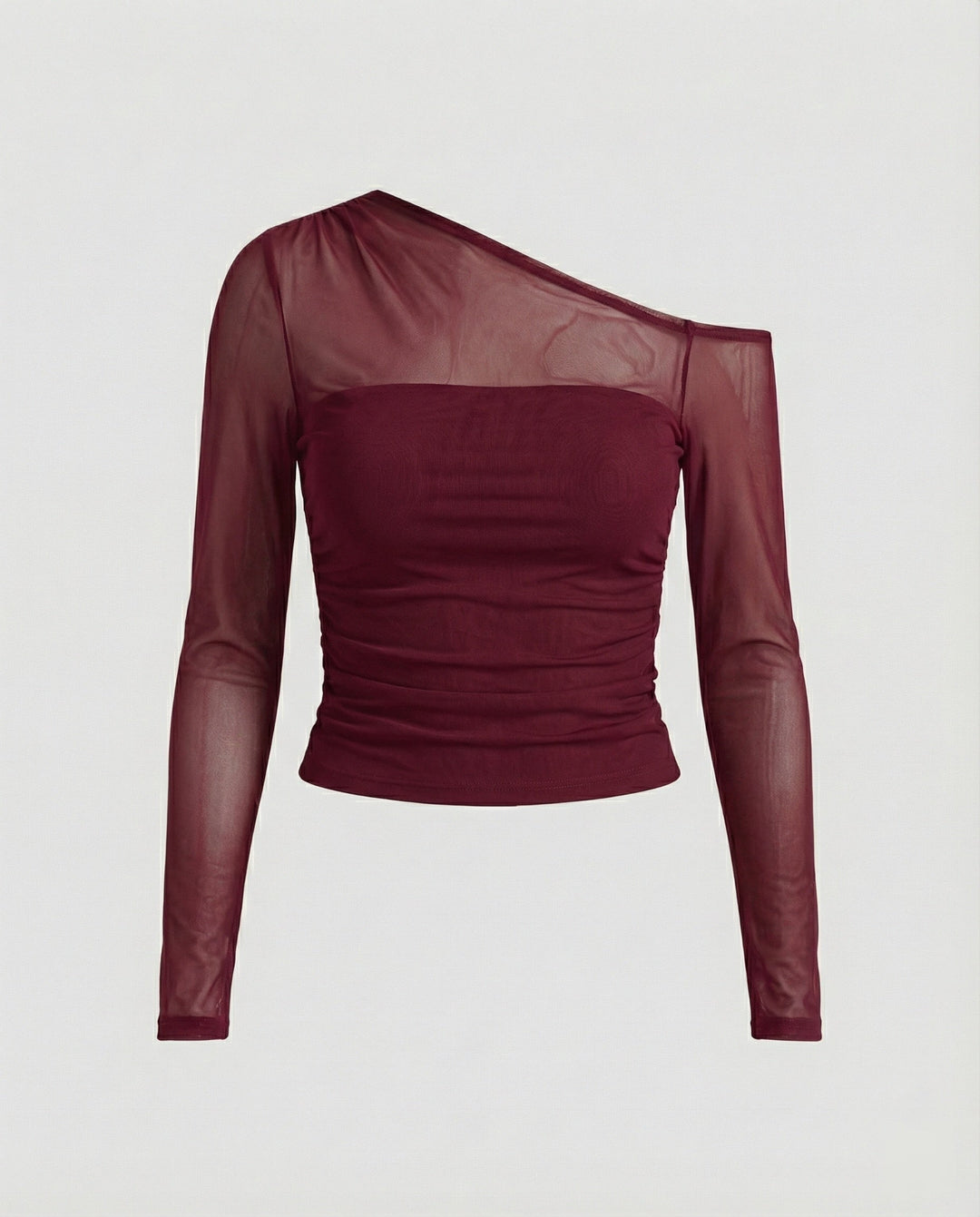Damen Elegantes asymmetrisches Oberteil mit schulterfreiem Design und Raffung