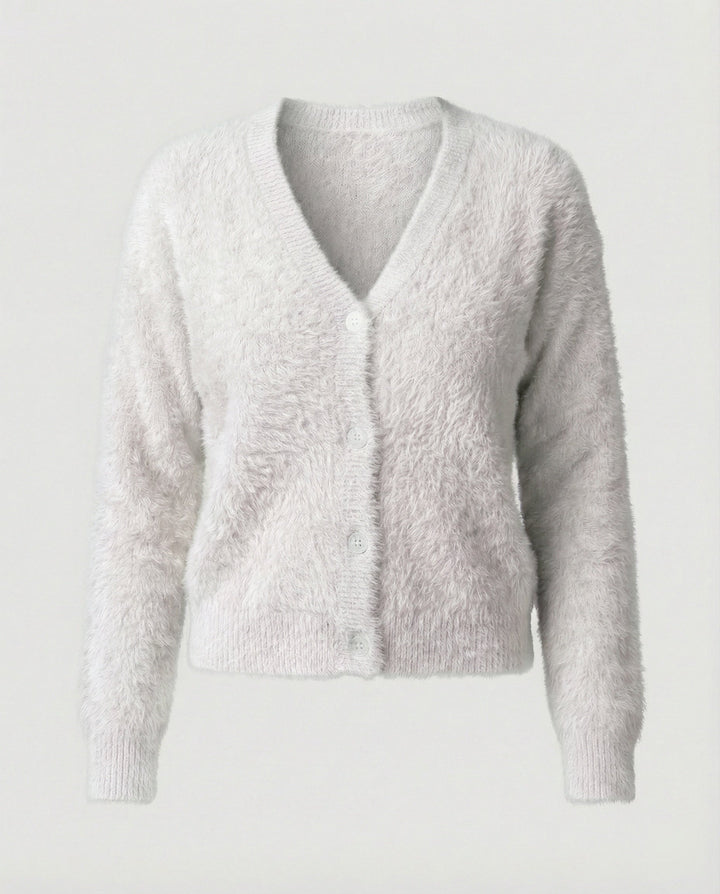 Strickjacke Damen kuschelig mit V-Ausschnitt und Knopfdetails