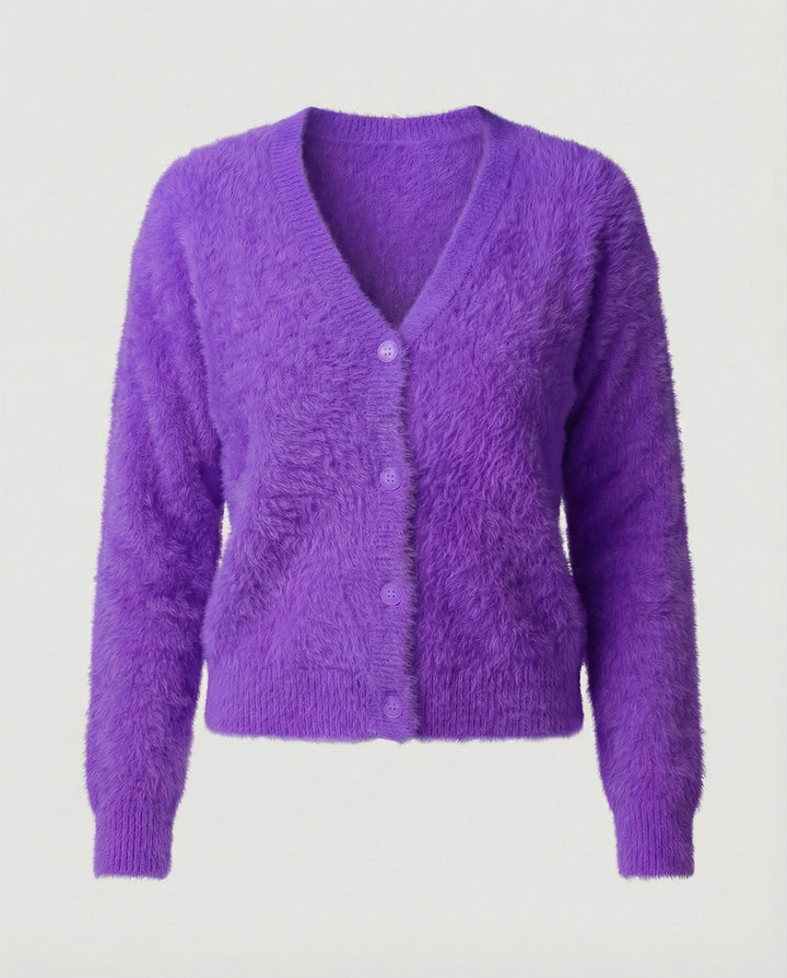 Strickjacke Damen kuschelig mit V-Ausschnitt und Knopfdetails