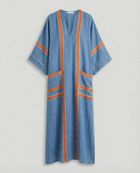 Leinen Kaftan Maxikleid Damen
