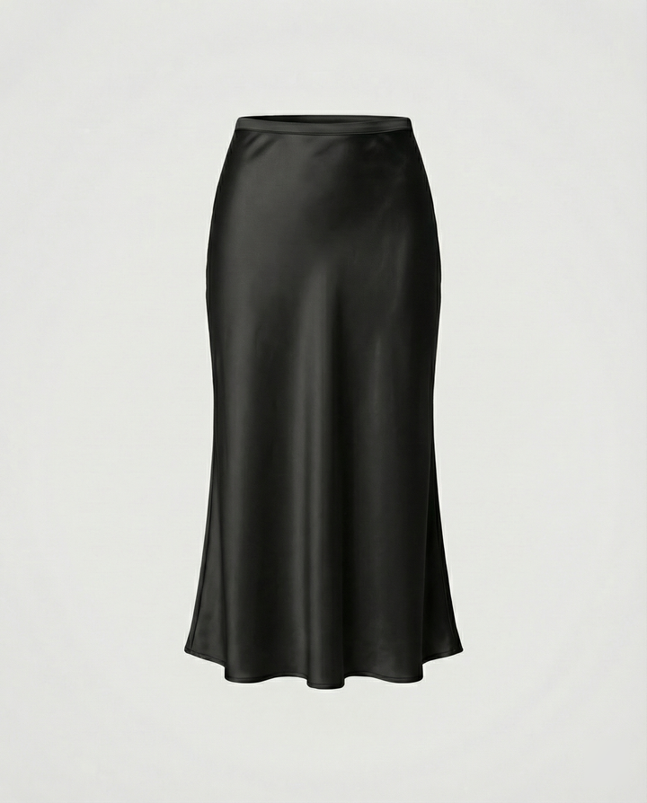 Damen eleganter Midirock mit sanftem Schnitt und hohem Bund