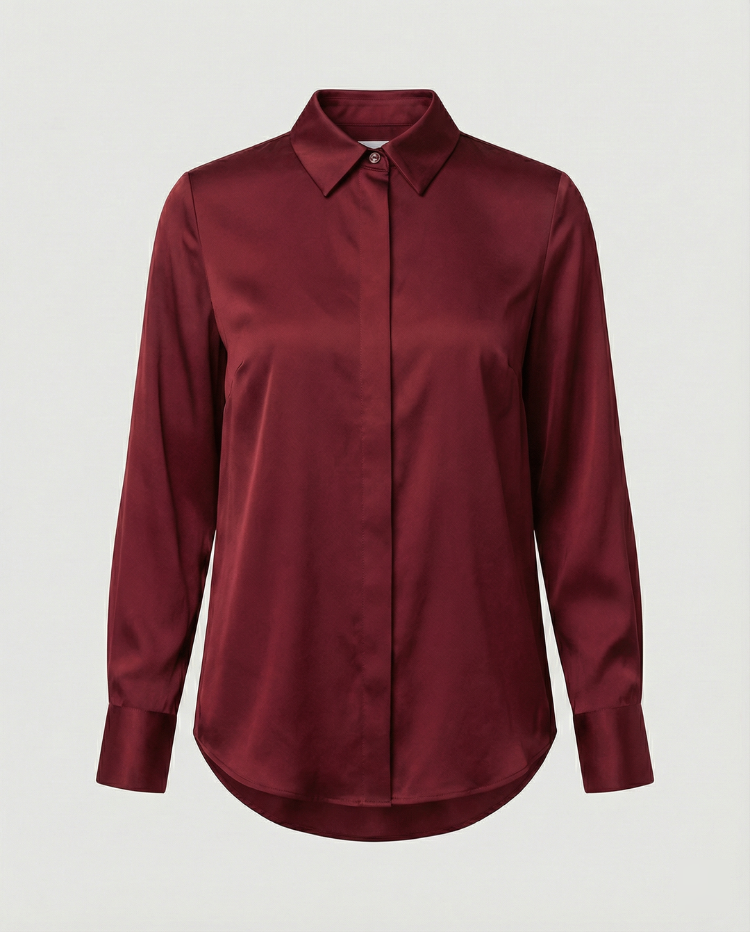 Damen elegante Satinbluse mit klassischem Kragen und zeitlosem Schnitt