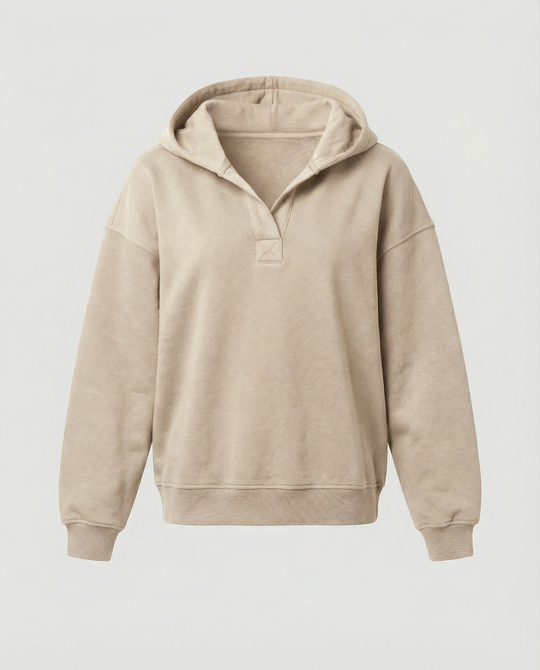 Damen Oversized Kapuzensweatshirt mit lässigem Stehkragen und langen Ärmeln Nord Taschen