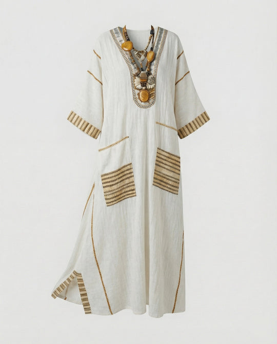 Leinen Kaftan Maxikleid Damen